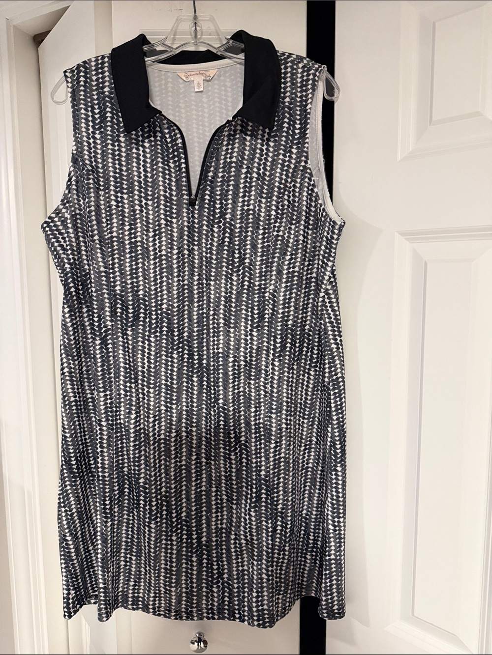 Nanette Lepore Black & White Sleeveless Zip Polo Dress